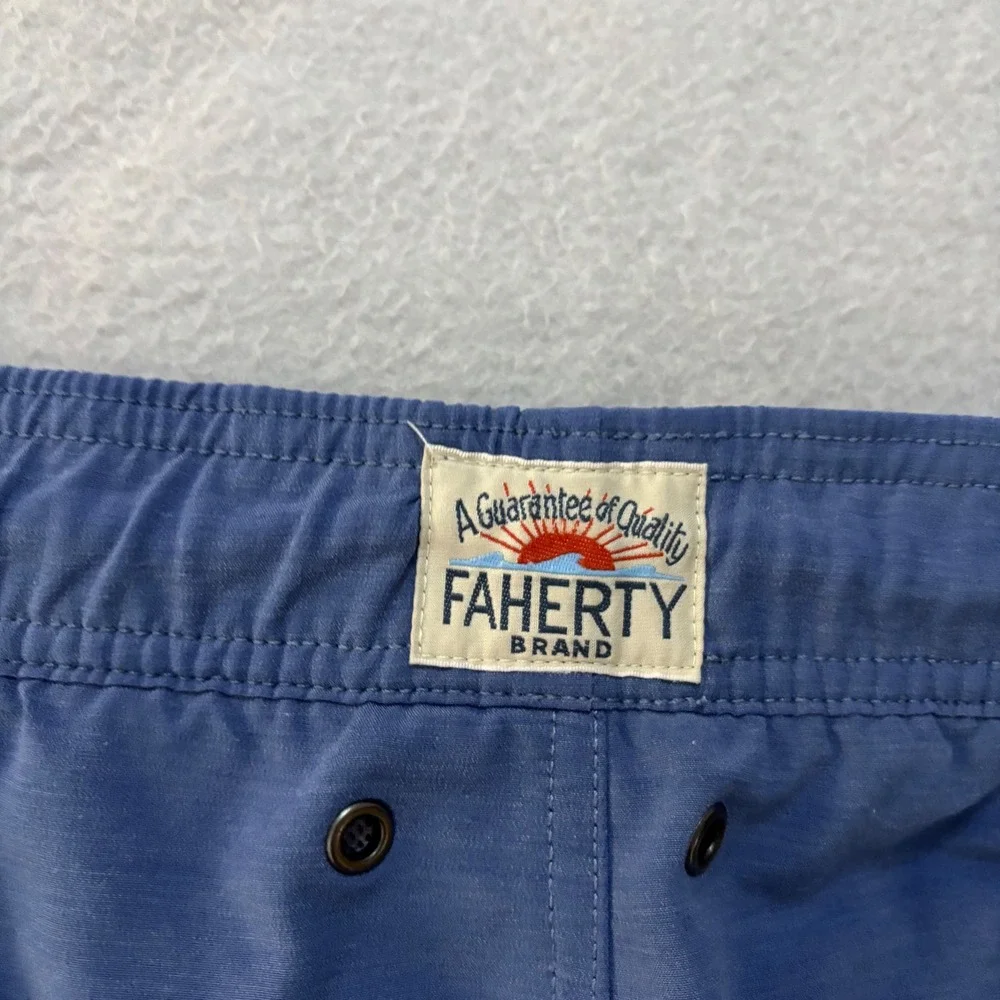 Faherty Brand Beacon Trunk Blue Colorblock Swim Shorts Mens XL Recycled Blend